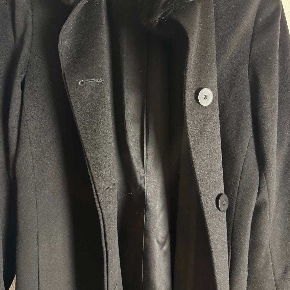 Fleurette Loro Piana Italian Wool Black Fox Fur Trim Collar Coat Size 10 - Picture 16 of 16